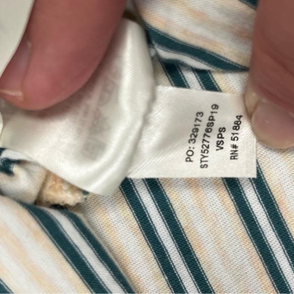 Patagonia Men's Squeaky Clean Polo Size XL Tan Green Striped Preppy Cotton EUC - Picture 6 of 9
